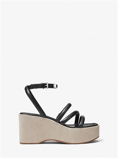 michael michael kors hazel leather platform sandal|Michael Kors sandals price.